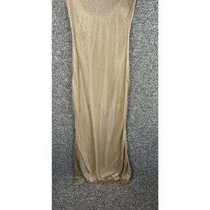 Aurora Noir Womens Gold Net Elara Maxi Gown Dress Medium Glam Old Hollywood